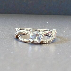 Sterling silver plated Infinity Ring with crystal stone